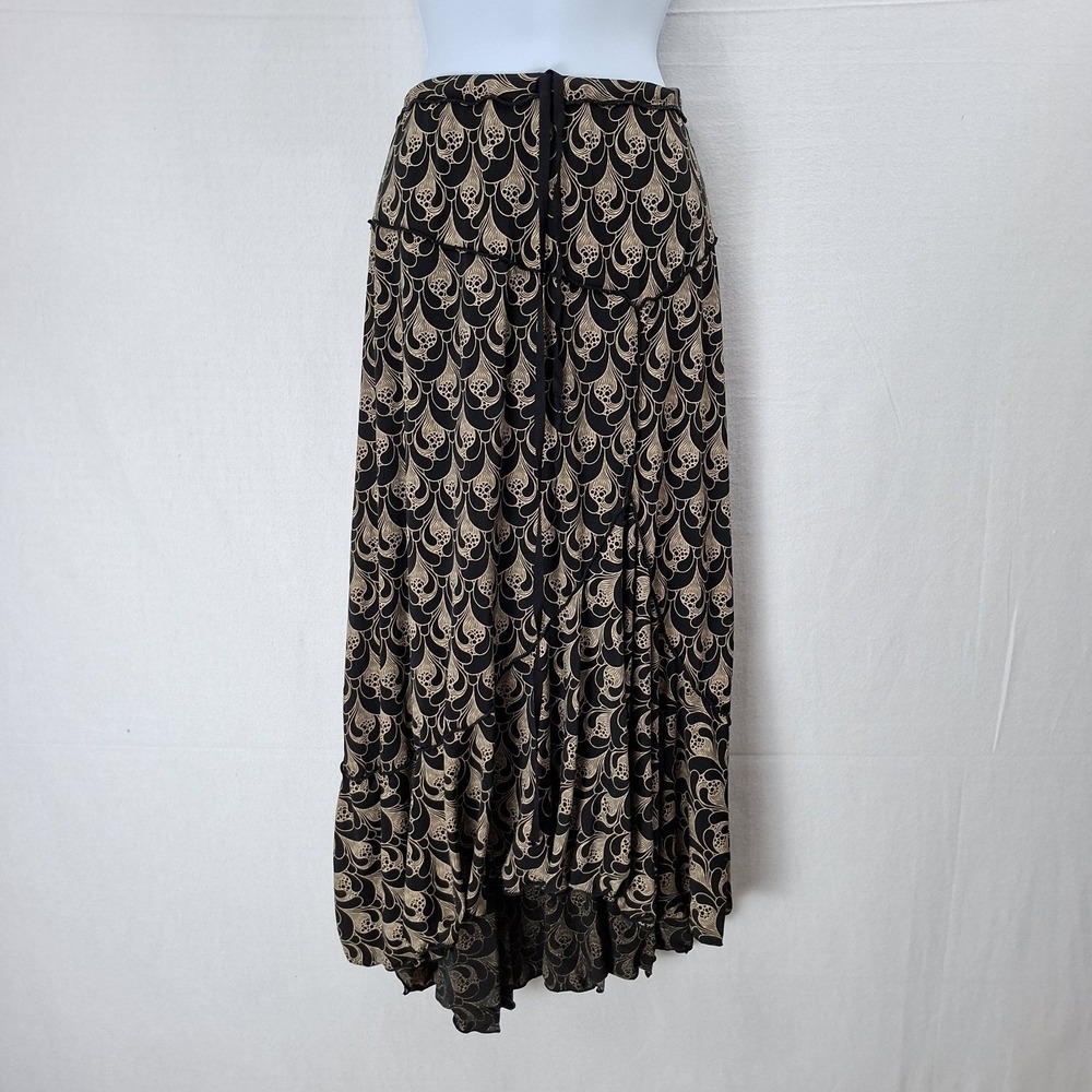 VINTAGE Max Studio Asymmetric Skirt  M‎ Paisley Mesh Maxi Pull on Made in USA